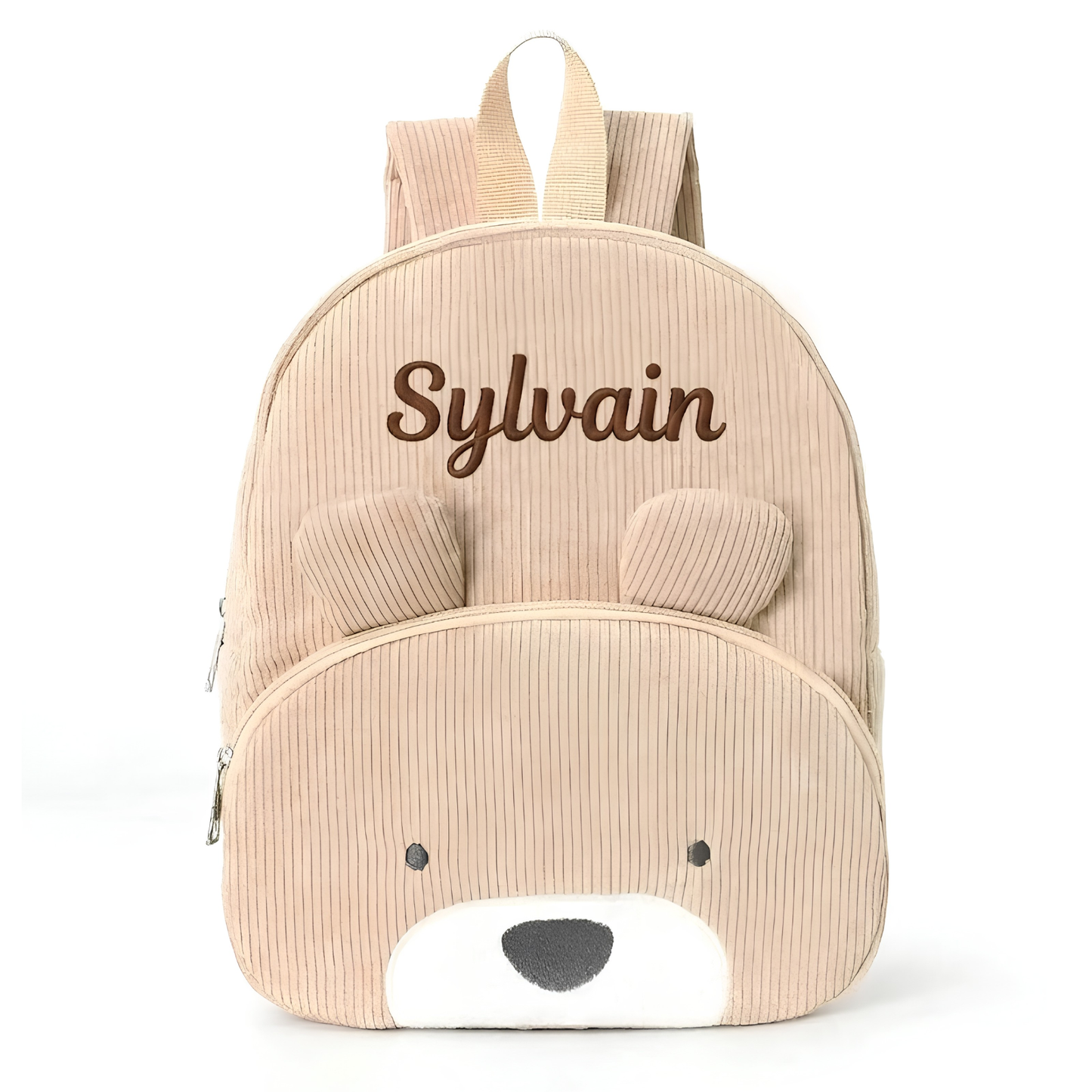 Sac à dos enfant ours en velours côtelé personnalisé - Cannelle