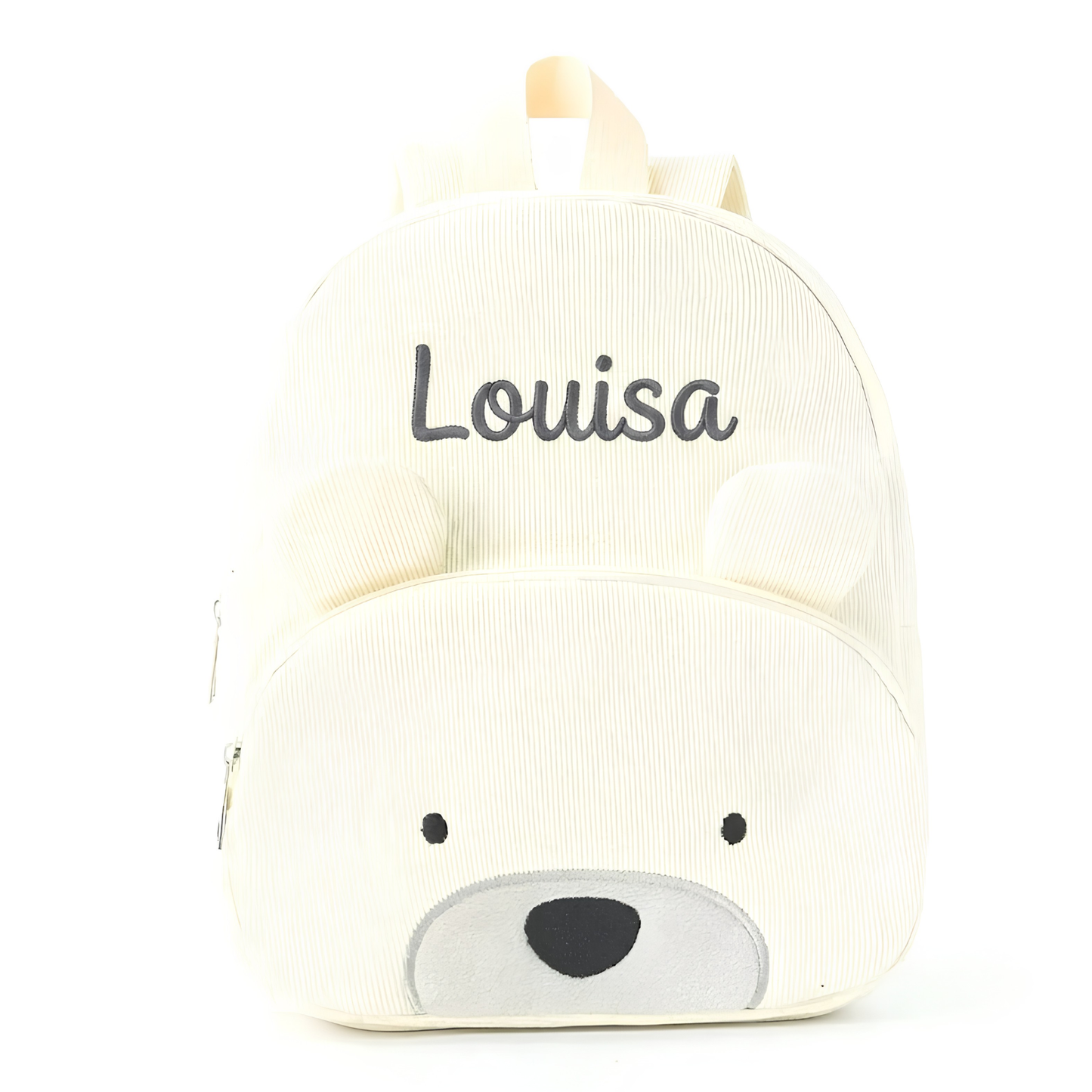 Sac à dos enfant ours polaire en velours côtelé personnalisé - Meringue