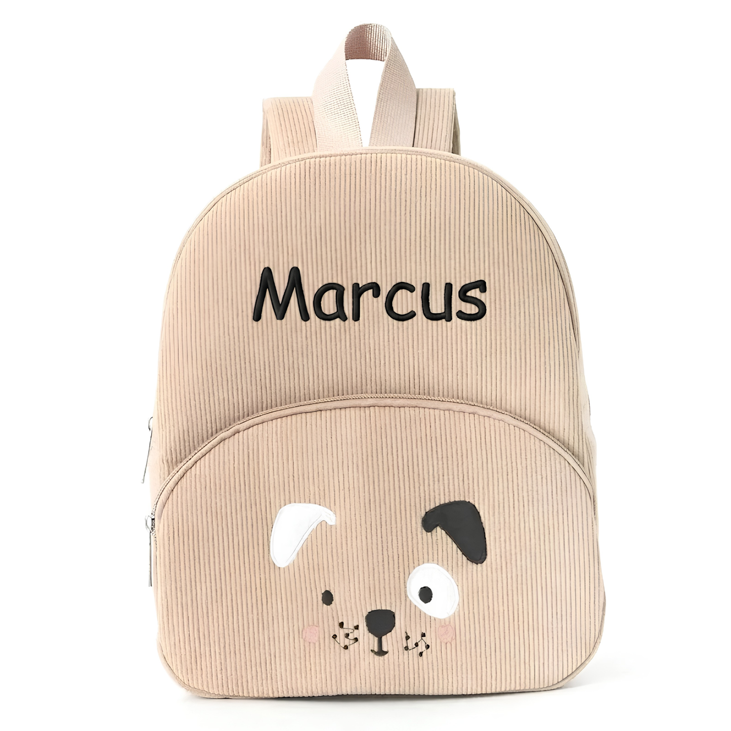 Sac à dos enfant ours en velours côtelé personnalisé - Praliné