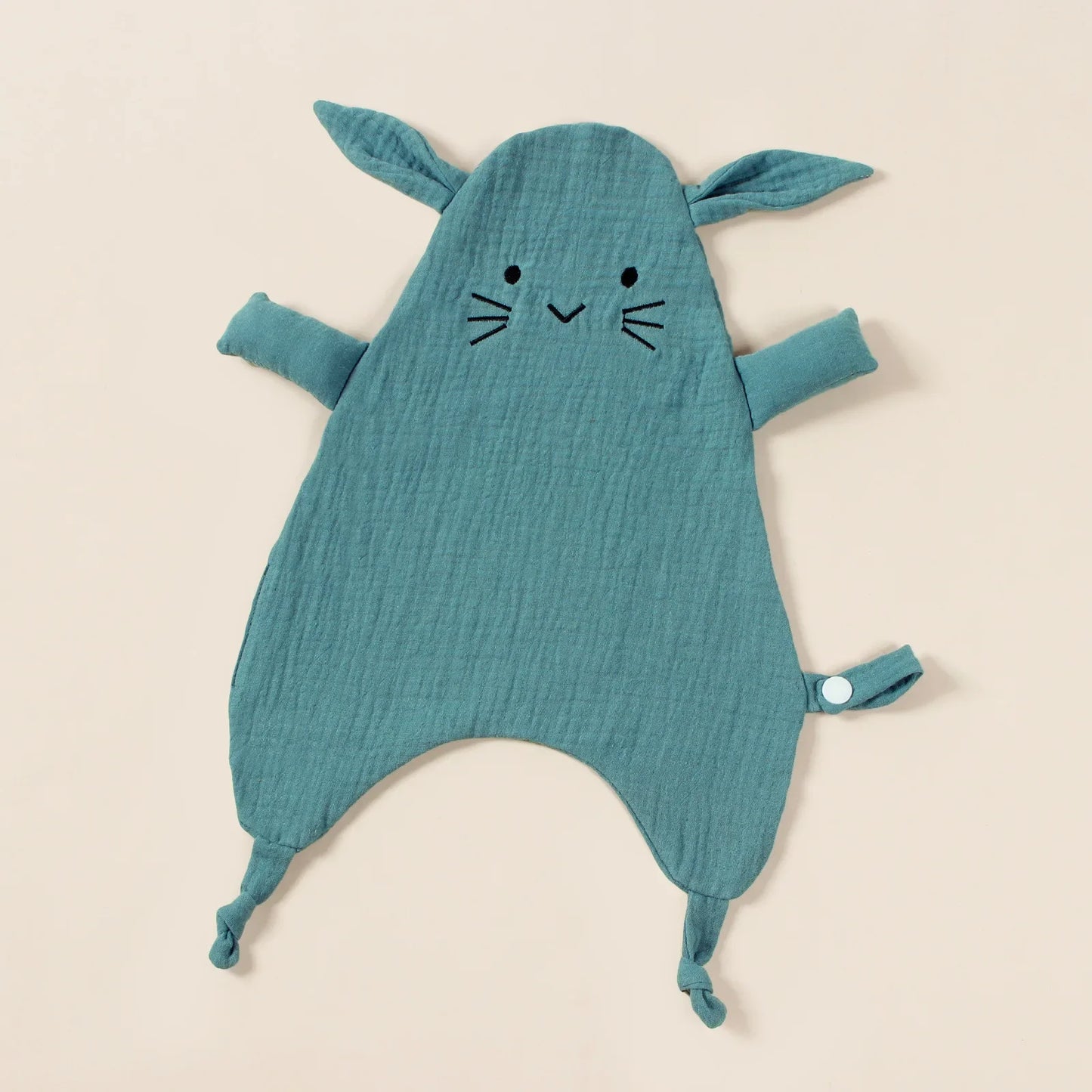 Doudou plat souris en coton - Pistache