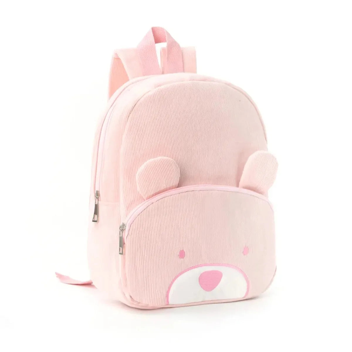Sac à dos enfant ours en velours côtelé personnalisé - Fraise