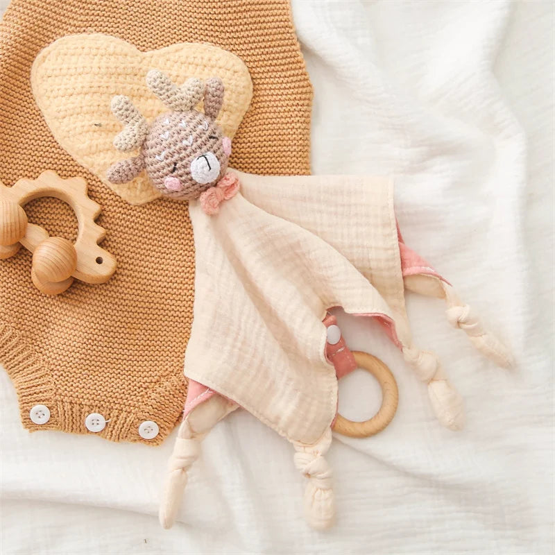 Doudou plat bébé en peluche - animal au choix