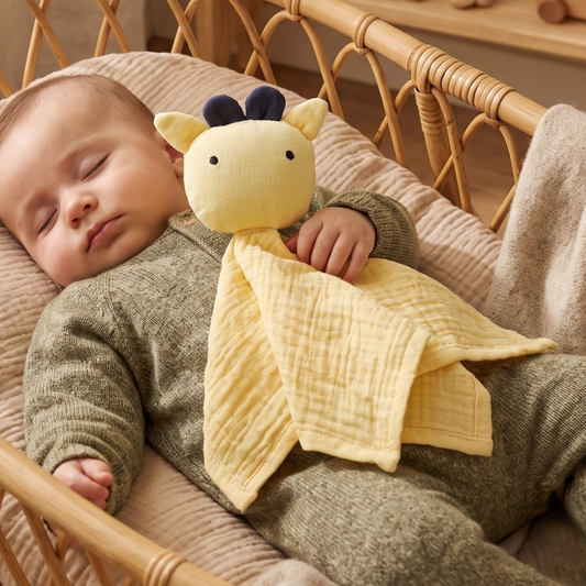 Doudou plat bavoir vache en coton - Marguerite
