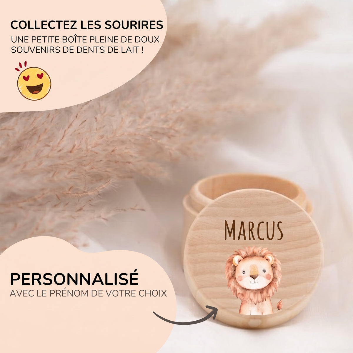 Boîte à Dents de Lait Personnalisée en Bois — Prénom et Motif Fée
