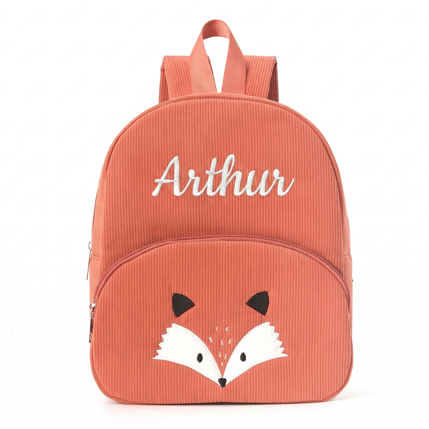 Sac à dos enfant renard en velours côtelé personnalisé - Caramel
