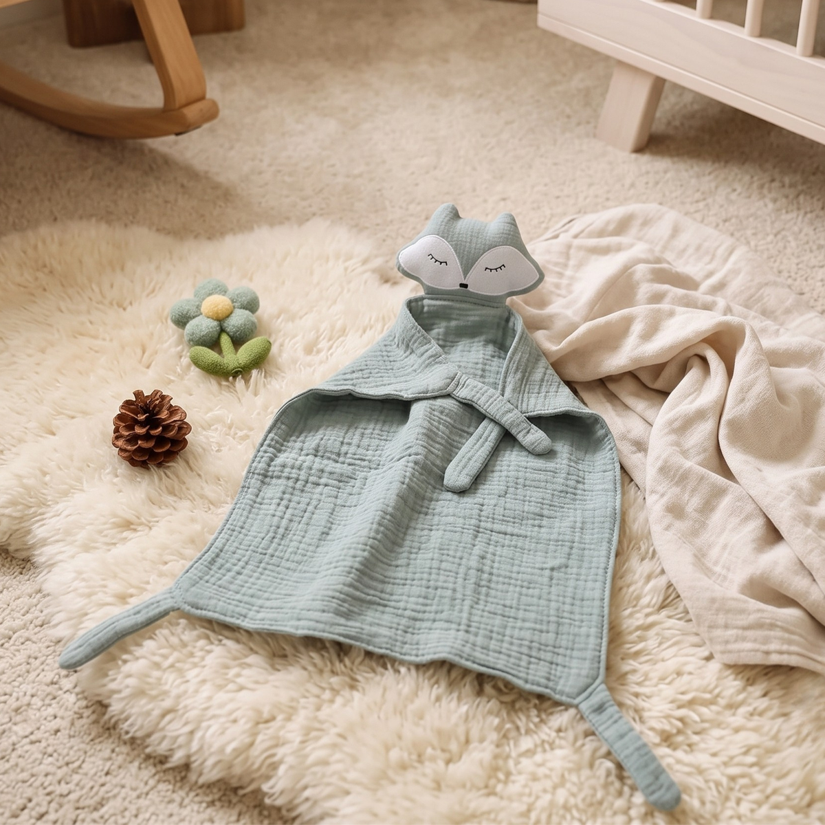 Doudou plat renard en coton - Foxy