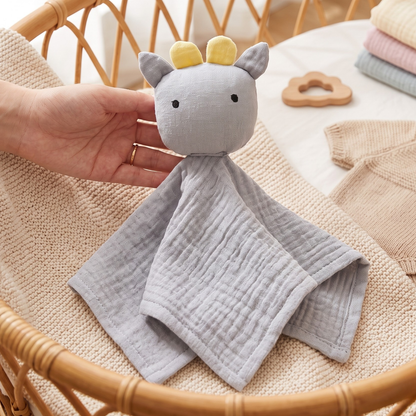 Doudou plat bavoir vache en coton - Marguerite