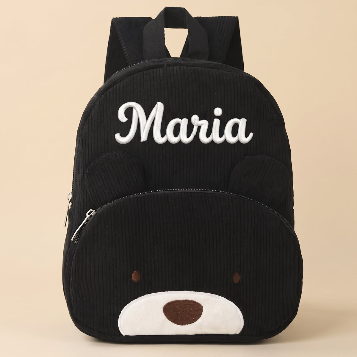 Sac à dos enfant ours en velours côtelé personnalisé - Réglisse