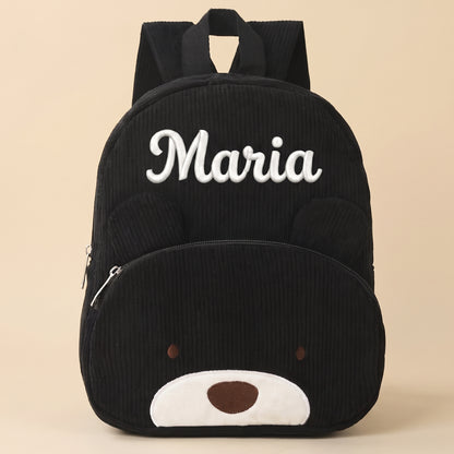 Sac à dos enfant ours en velours côtelé personnalisé - Réglisse