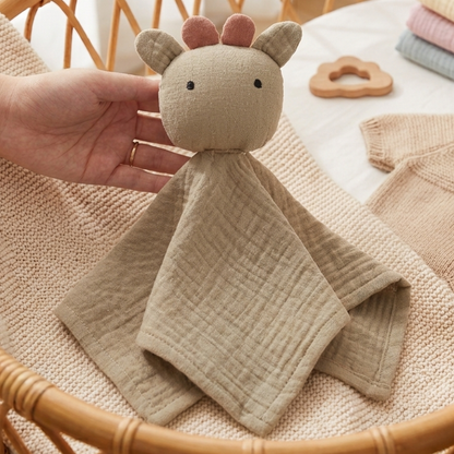 Doudou plat bavoir vache en coton - Marguerite