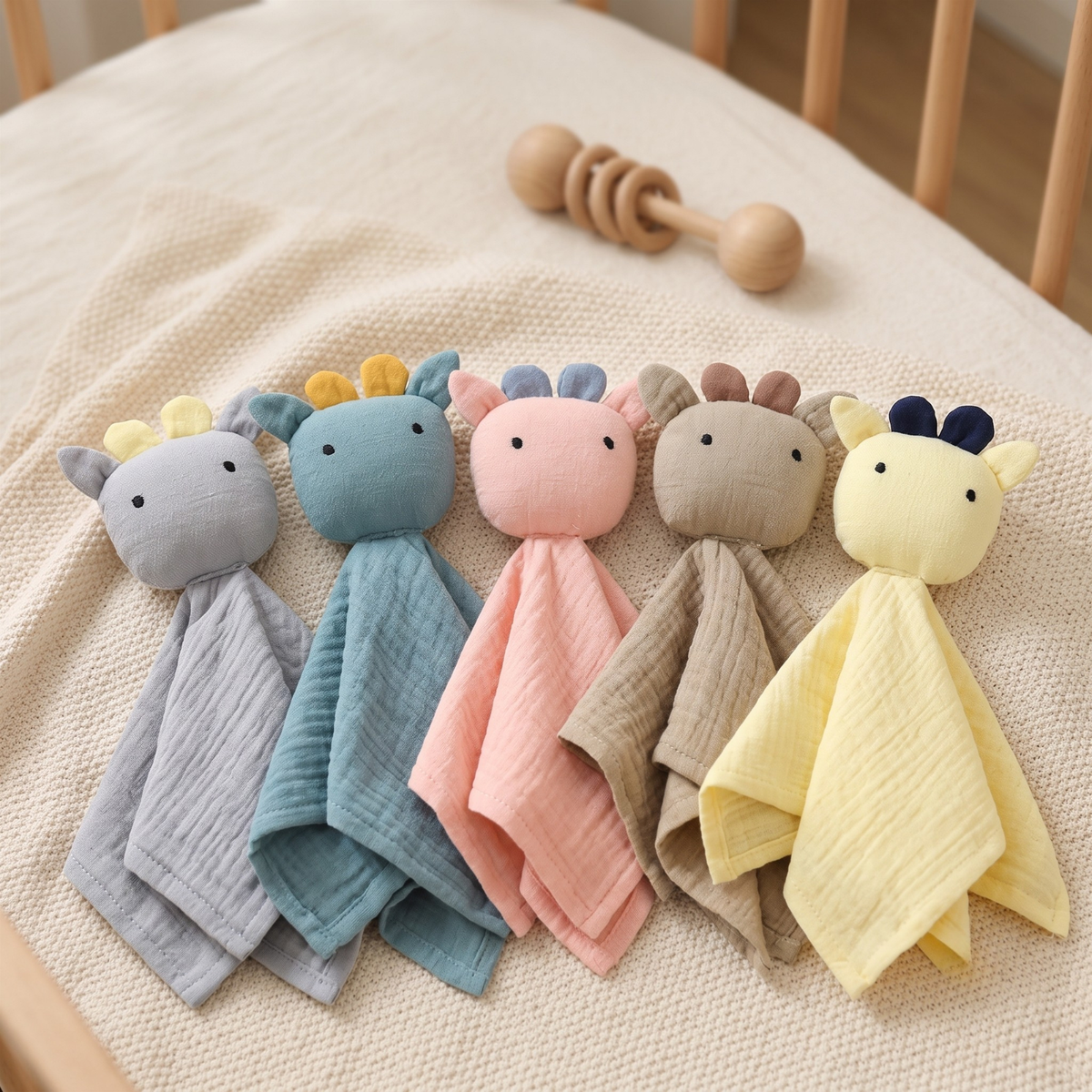 Doudou plat bavoir vache en coton - Marguerite