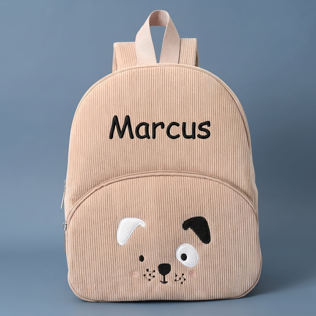 Sac à dos enfant ours en velours côtelé personnalisé - Praliné