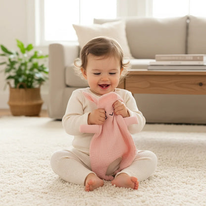 Doudou plat souris en coton - Pistache