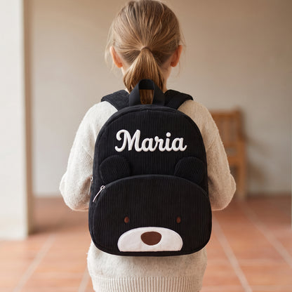 Sac à dos enfant ours en velours côtelé personnalisé - Réglisse
