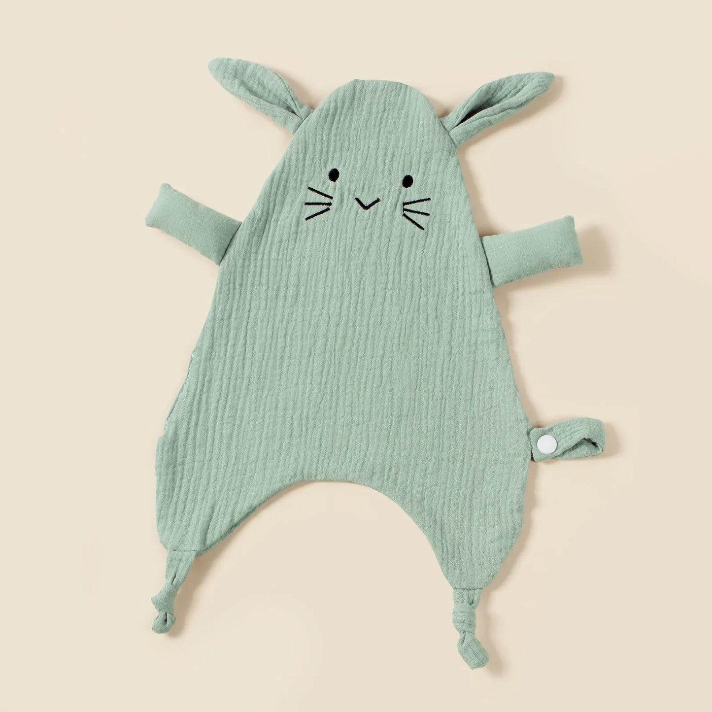 Doudou plat souris en coton - Pistache