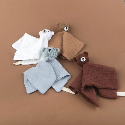 Doudou plat ours en crochet - Cannelle