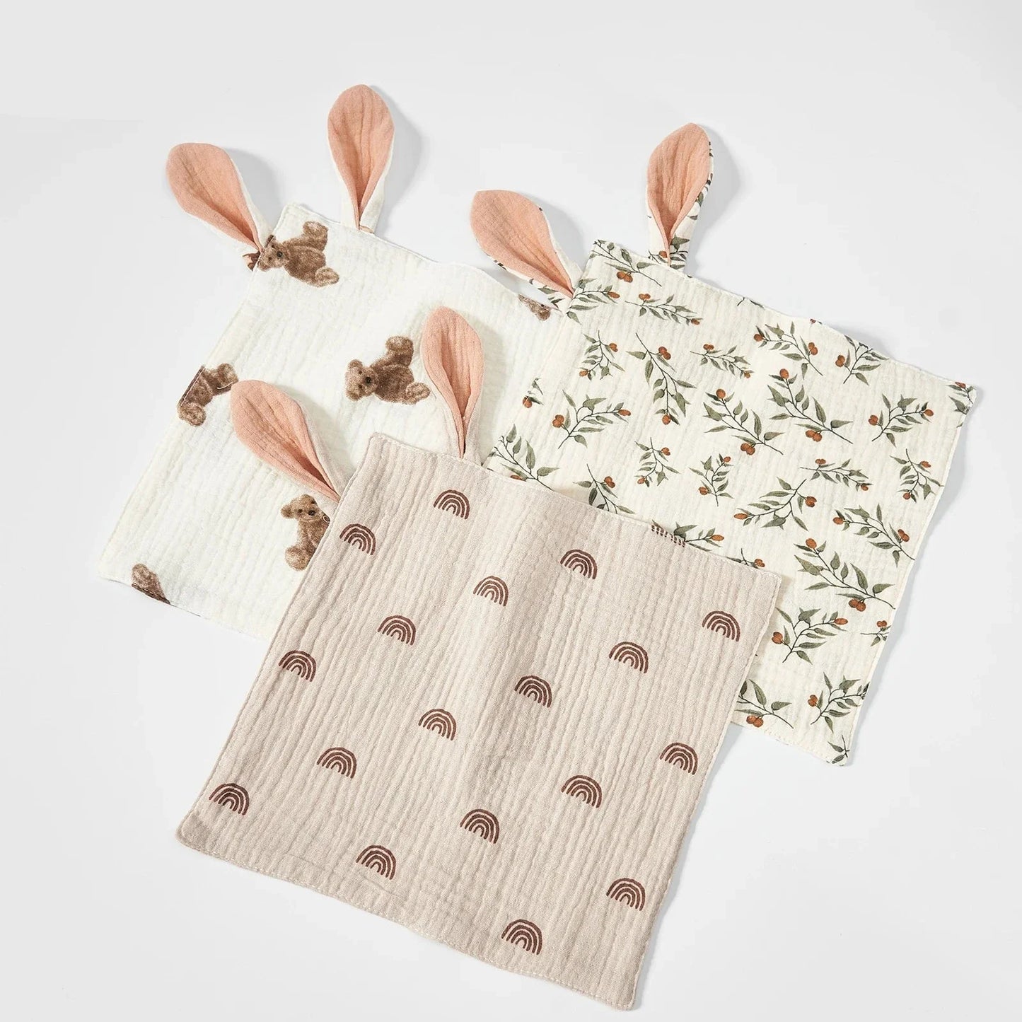 Doudou plat lange bébé en gaze de coton