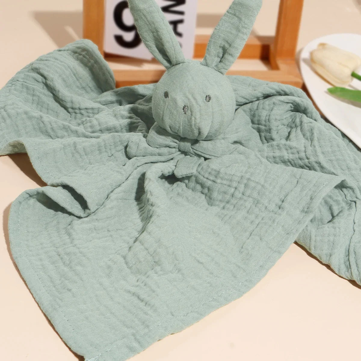 Doudou plat lapin en gaze de coton - Guimauve