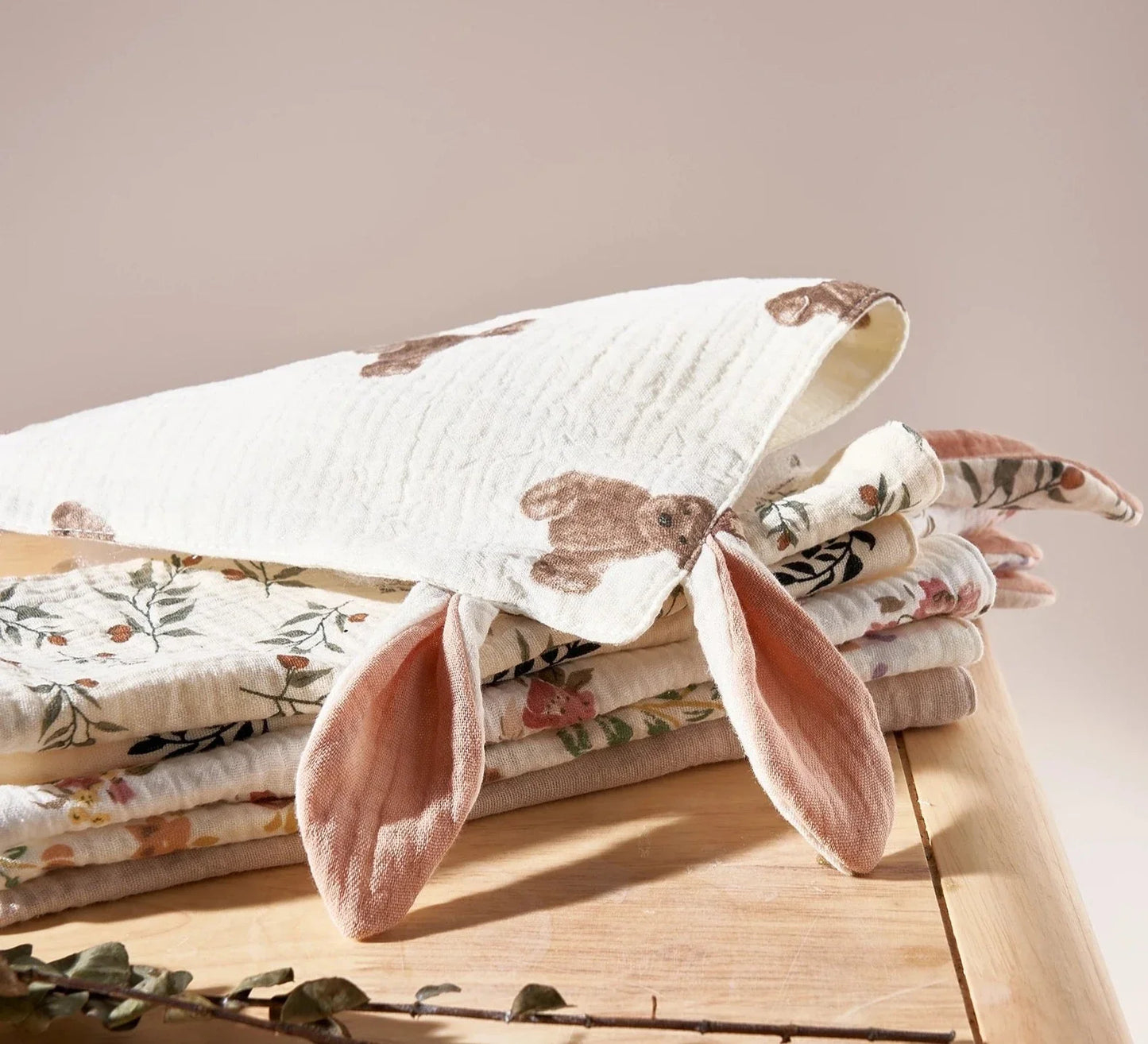 Doudou plat lange bébé en gaze de coton