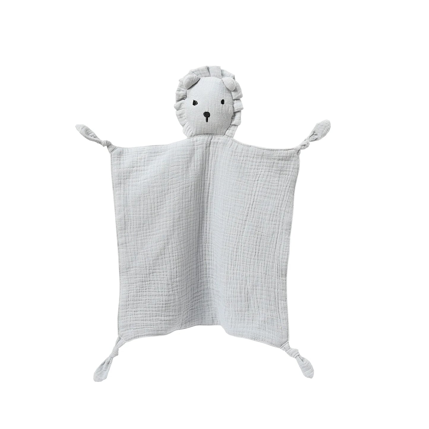 Doudou plat lion en mousseline de coton - Safran