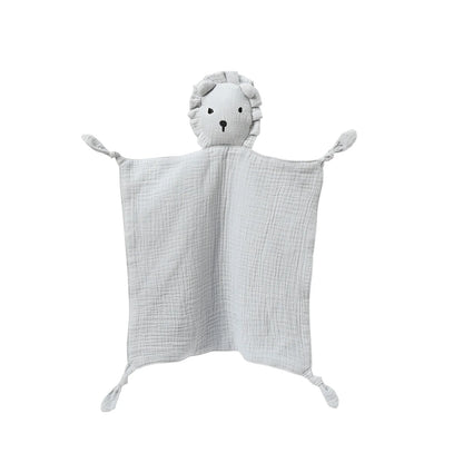 Doudou plat lion en mousseline de coton - Safran