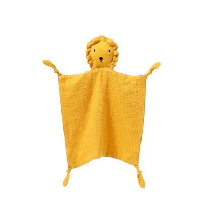 Doudou plat lion en mousseline de coton - Safran