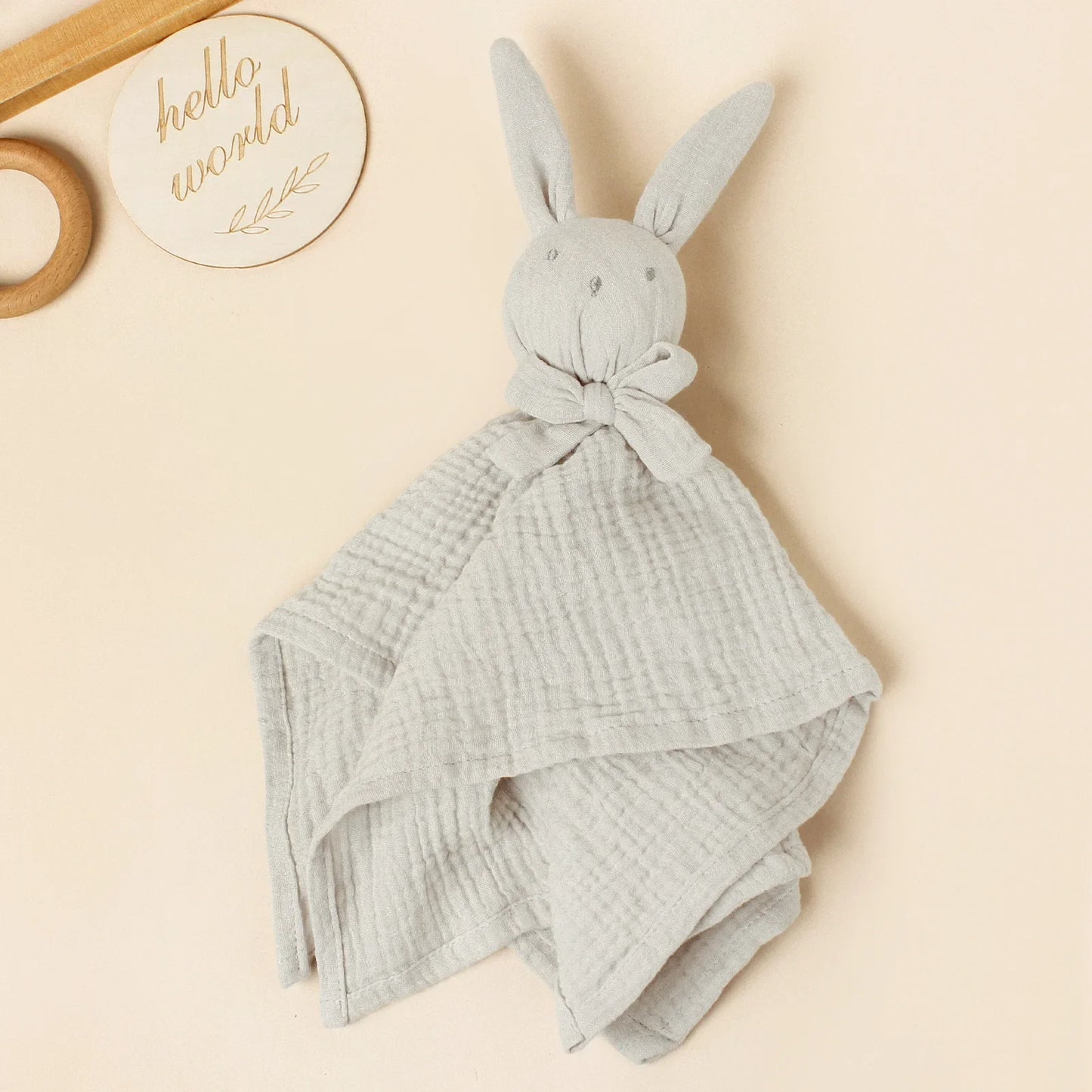 Doudou plat lapin en gaze de coton - Guimauve