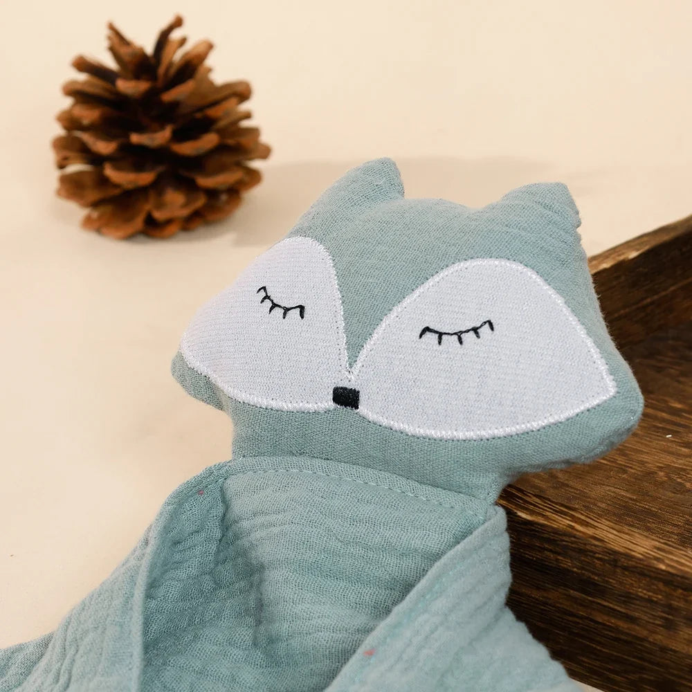 Doudou plat renard en coton - Caramel
