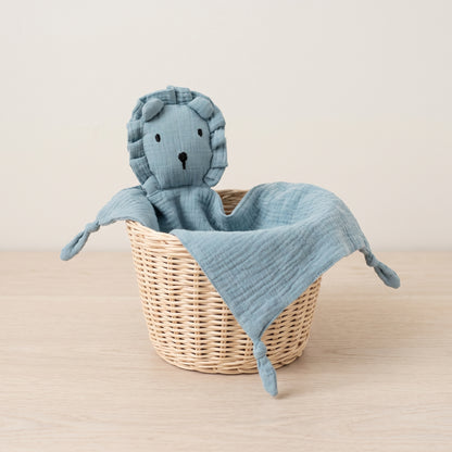 Doudou plat lion en mousseline de coton - Safran
