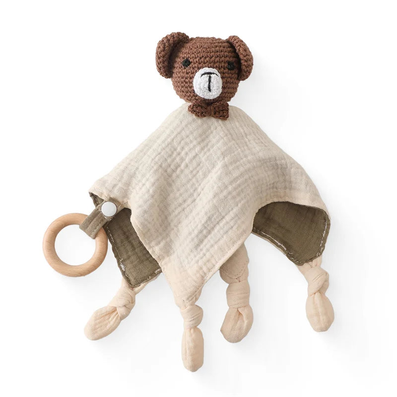 Doudou plat bébé en peluche - animal au choix