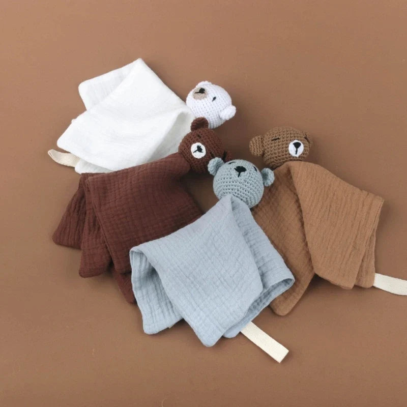 Doudou plat ours en crochet - Cannelle