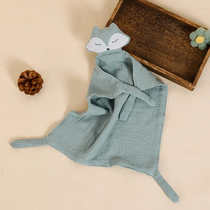 Doudou plat renard en coton - Caramel