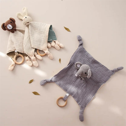 Doudou plat bébé en peluche - animal au choix