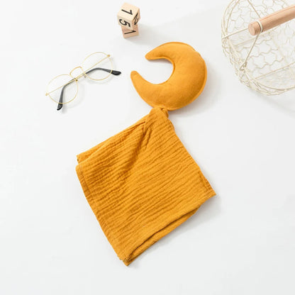 Doudou plat étoile en gaze de coton - Céleste