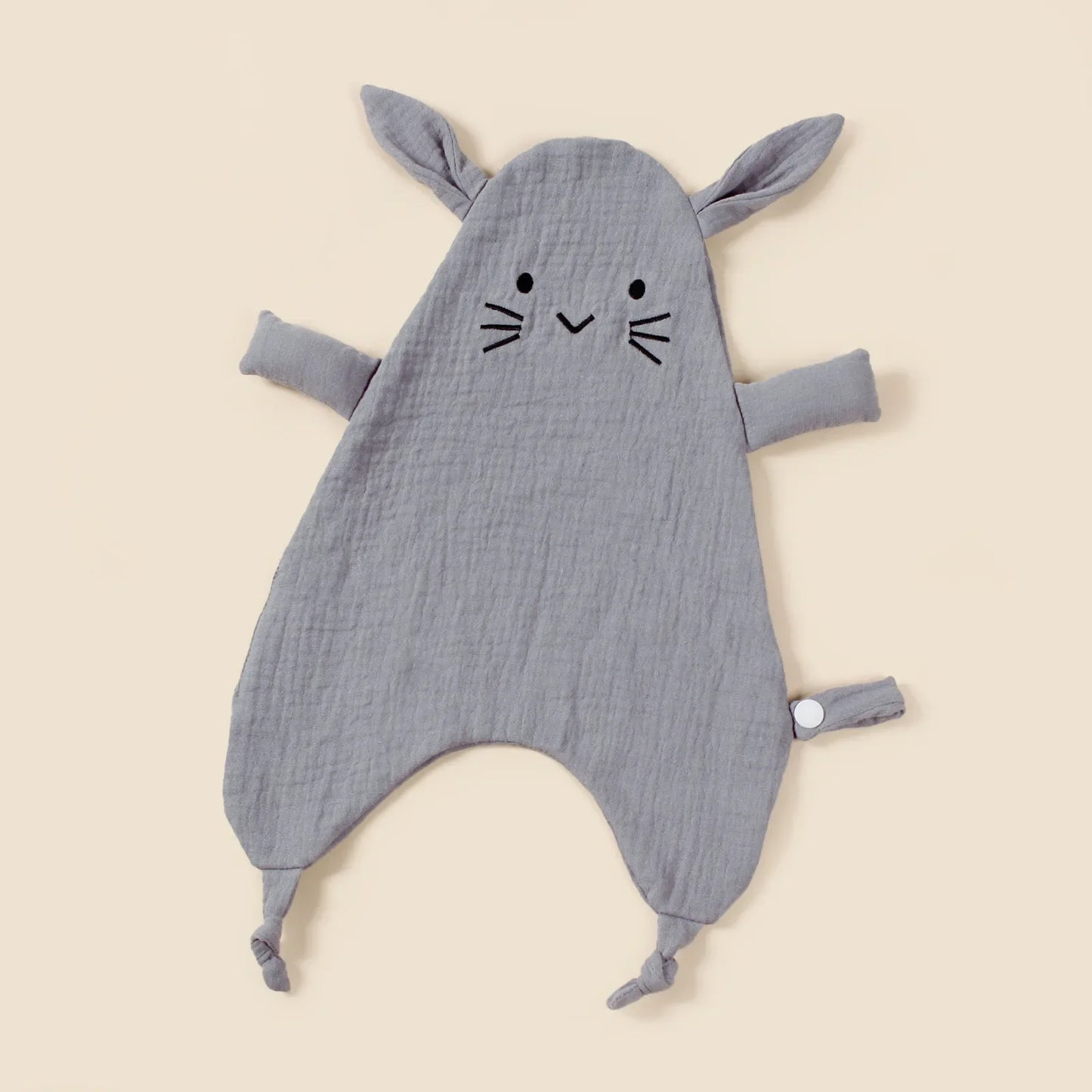 Doudou plat souris en coton - Pistache