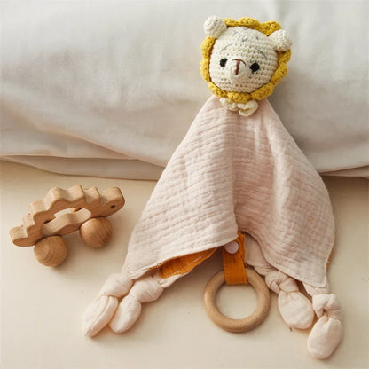 Doudou plat bébé en peluche - animal au choix