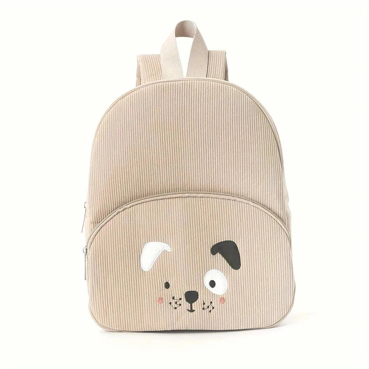 Sac à dos enfant ours en velours côtelé personnalisé - Praliné