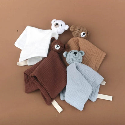 Doudou plat ours en crochet - Cannelle
