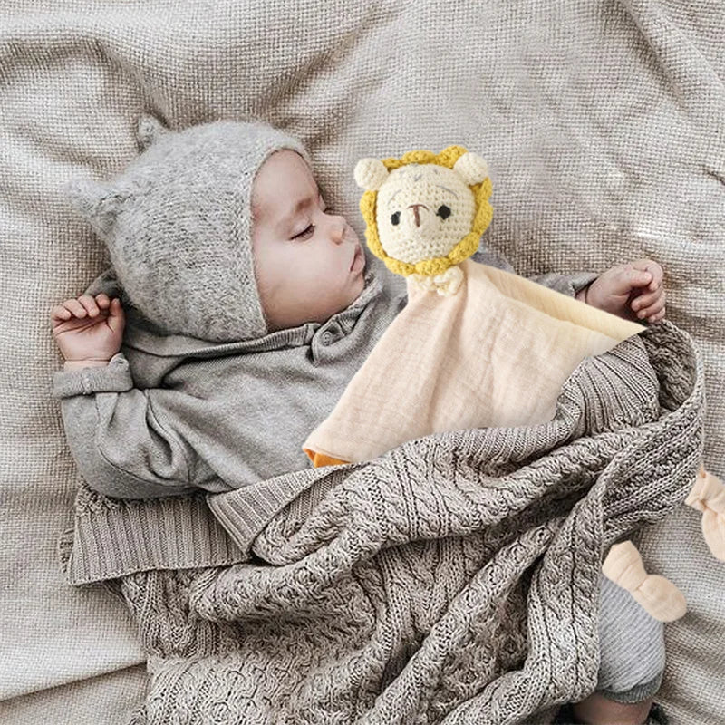 Doudou plat bébé en peluche - animal au choix