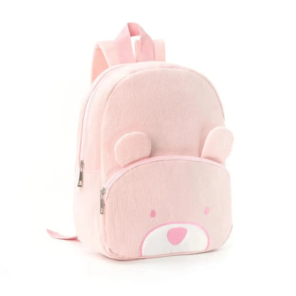 Sac à dos enfant ours en velours côtelé personnalisé - Fraise