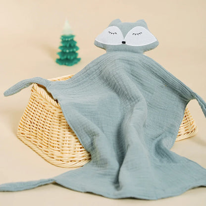 Doudou plat renard en coton - Caramel