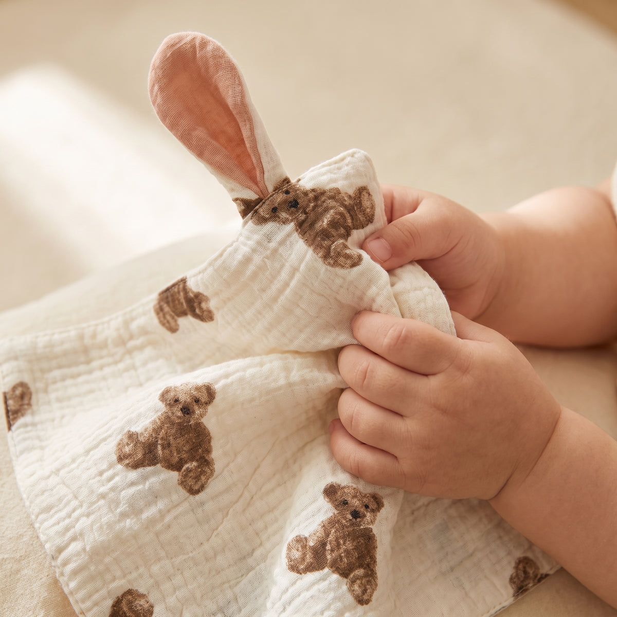 Doudou plat lange bébé en gaze de coton