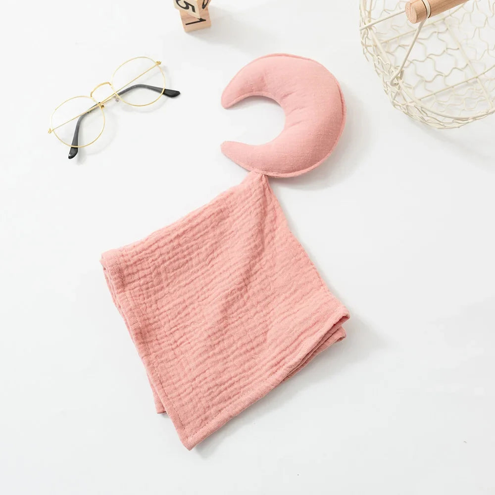 Doudou plat étoile en gaze de coton - Céleste