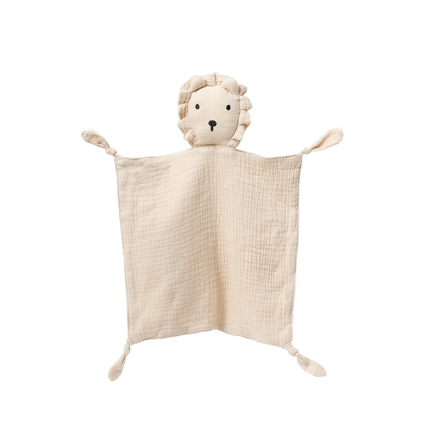 Doudou plat lion en mousseline de coton - Safran