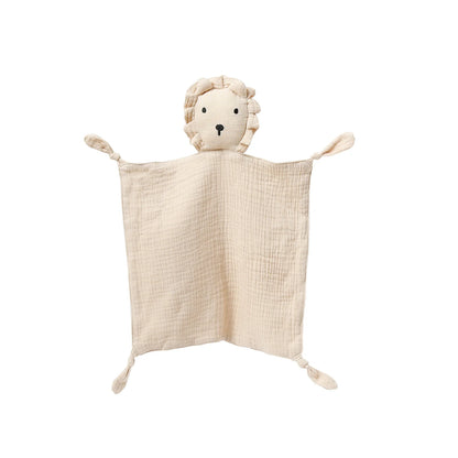 Doudou plat lion en mousseline de coton - Safran