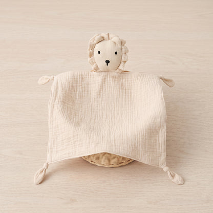 Doudou plat lion en mousseline de coton - Safran