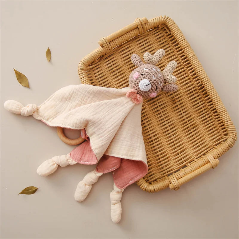Doudou plat bébé en peluche - animal au choix