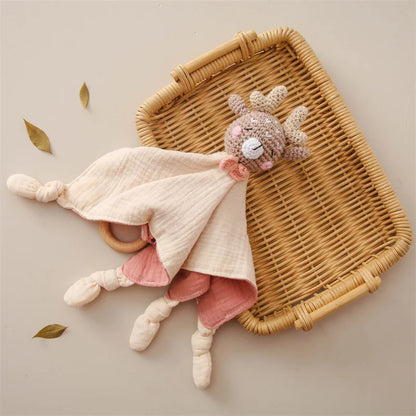 Doudou plat bébé en peluche - animal au choix
