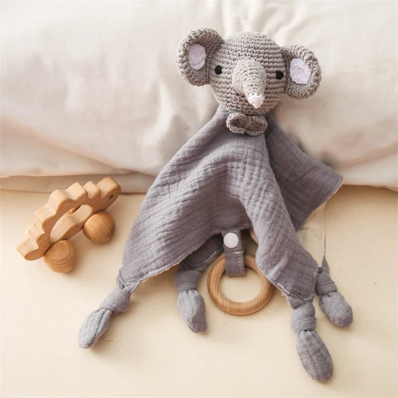 Doudou plat bébé en peluche - animal au choix