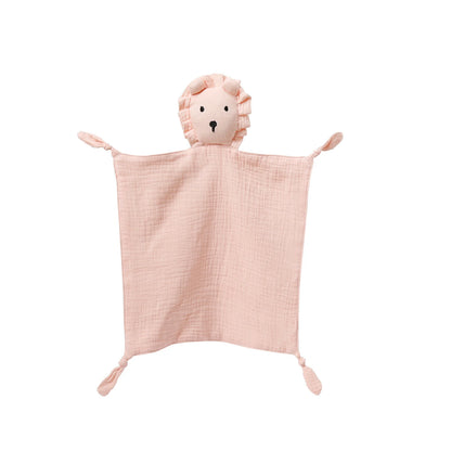 Doudou plat lion en mousseline de coton - Safran